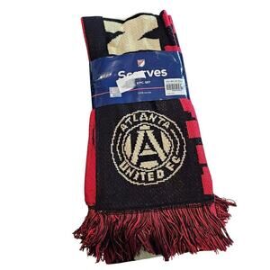 MLS Atlanta United FC Soccer Scarfs 63" x 6" Knit Red Black Frayed 2 Pack New